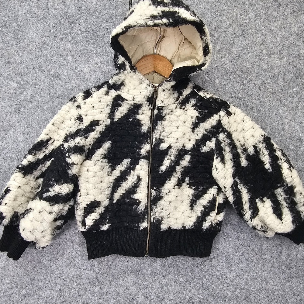 Kids Wool Houndstooth Jacket 6 7 Hoodie‎ Bomber Boucle Chunky LITTLE CREATIVE